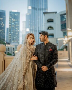 Neelam Muneer Instagram - Wherever we are destined to go - to the midst of the crowd or its at the end of the world, I will follow you!🤍♾️
MUA: @sanasarahsalon x @stylebywardakayani 
Jewellery: @nationaljewellersofficial x @stylebykiranraza 
Outfit: @parniyaanbyayesha 
Groom outfit: @edgerepublicofficial 
Photo: @abdulsamadzia
