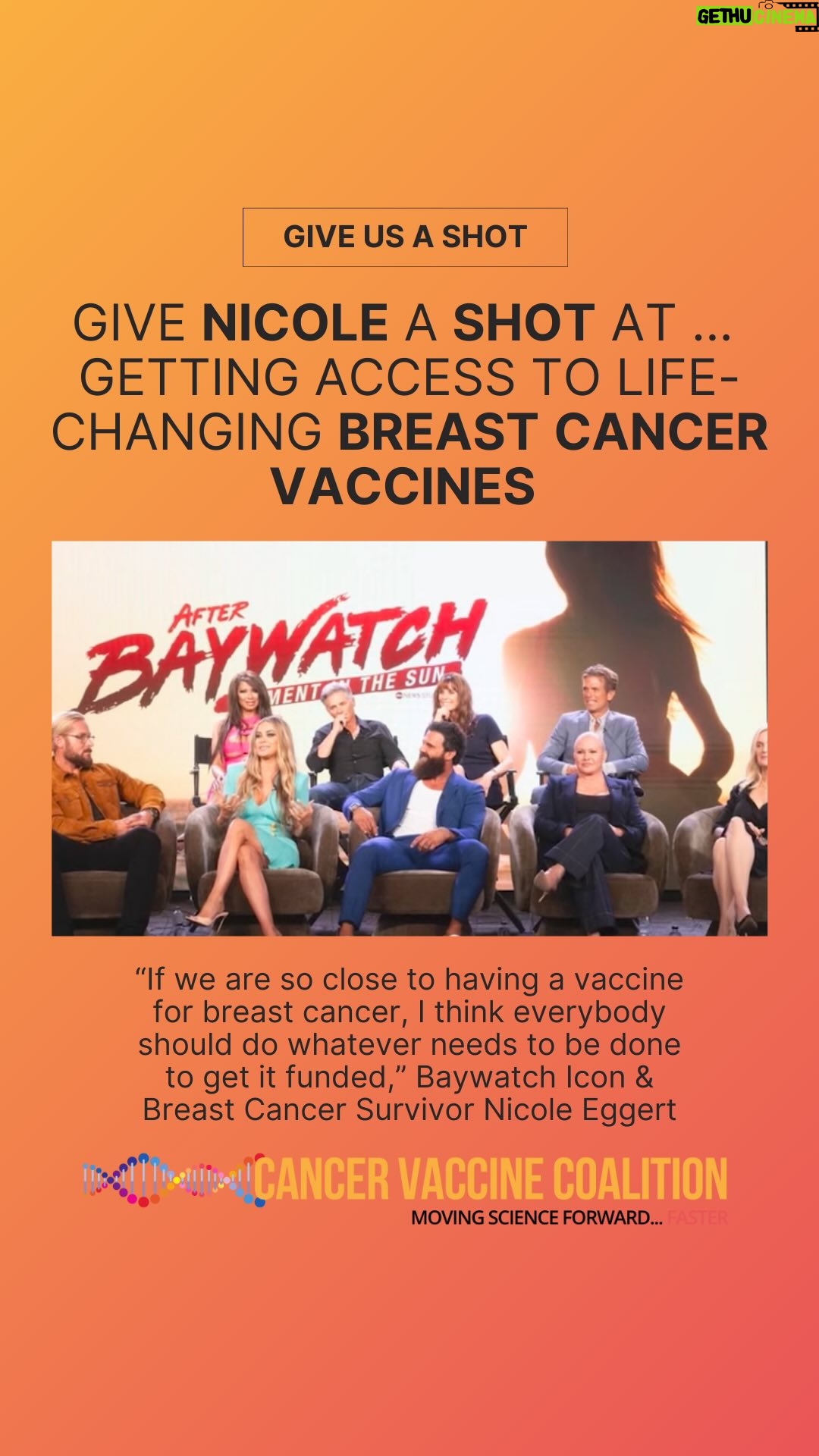Nicole Eggert - 2.4K Likes - “If we are so close to having a vaccine for breast cancer, I think everybody should do whatever needs to be done to get it funded.”
Baywatch icon Nicole Eggert is turning her own breast cancer battle into a powerful call for action – insisting we do whatever it takes to get breast cancer vaccines to market, faster. By donating to fund clinical trials for breast cancer vaccines, you have the chance to make history.
Nicole just finished a month of daily radiation treatments and we are so happy she is post active treatment. Her immediate battle might be over, but like every survivor, Nicole now faces a new reality: monthly hormone blocking shots for the next decade. Medically-induced menopause. Anxiety between scans. And a haunting statistic that more than 1 in 3 breast cancer survivors will develop metastatic cancer.
It’s why she’s demanding change. While Nicole waits for her 1st post-treatment scan, she knows what we know: We’re on the verge of changing how we treat this disease, possibly preventing it altogether.
Breast cancer vaccines are within reach.
💛 The science is here.
💛 The researchers are ready.
💛 We’re closer than most realize.
Imagine a world where:
💛 We don’t need to cut off our boobs
💛 We don’t need months of chemo and/or radiation
💛 Our daughters don’t need to fear the 1 in 8 statistic.
That’s the hope with breast cancer vaccines. There is just one thing standing in our way of moving science forward, faster.
FUNDING. Your donation gives us a shot at changing the statistics.
Join Nicole & Cancer Vaccine Coalition today.
💛Donate today. Your dollars will get doubled up to $2M.
💛Share with a friend
💛Follow @cancervaccinecoalition
This is our shot at ending breast cancer as we know it.
#breastcancer #breastcancerawareness #breastcancervaccine #cancervaccinecoalition #giveusashot #CVC #breastcancersurvivor #baywatch #nicoleeggert #breastcancerresearch #cancerresearch #cancervaccine