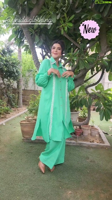 Nida Yasir - 8.4K Likes - Mint colored Irish linen shirt and pants for summer. Style it eastern or western, depending on your mood.