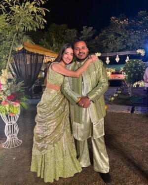 Nikeet Dhillon Instagram - Here’s to my best friend and first love—may your marriage be as epic as our friendship, and your love story even better than any rom-com we’ve ever laughed at. Wishing you endless happiness, inside jokes, and a lifetime of adventures together. You’ve found someone who can handle you, and that’s the real miracle! Know that I’m so proud of you, and I’m beyond happy to see you start this beautiful chapter. Congrats, you two! 🥹🥹♥️ @vjvabby @anjali_vaibhav_24 

Green lehnga @simran_dhillon.x 
Wedding suit @silqbyprincesandhu