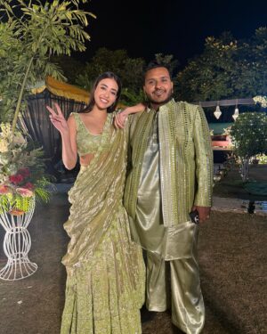 Nikeet Dhillon Instagram - Here’s to my best friend and first love—may your marriage be as epic as our friendship, and your love story even better than any rom-com we’ve ever laughed at. Wishing you endless happiness, inside jokes, and a lifetime of adventures together. You’ve found someone who can handle you, and that’s the real miracle! Know that I’m so proud of you, and I’m beyond happy to see you start this beautiful chapter. Congrats, you two! 🥹🥹♥️ @vjvabby @anjali_vaibhav_24 

Green lehnga @simran_dhillon.x 
Wedding suit @silqbyprincesandhu