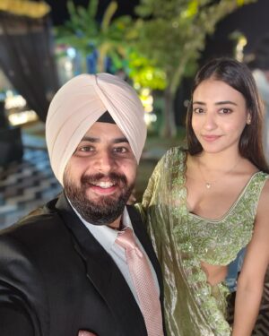 Nikeet Dhillon Instagram - Here’s to my best friend and first love—may your marriage be as epic as our friendship, and your love story even better than any rom-com we’ve ever laughed at. Wishing you endless happiness, inside jokes, and a lifetime of adventures together. You’ve found someone who can handle you, and that’s the real miracle! Know that I’m so proud of you, and I’m beyond happy to see you start this beautiful chapter. Congrats, you two! 🥹🥹♥️ @vjvabby @anjali_vaibhav_24 

Green lehnga @simran_dhillon.x 
Wedding suit @silqbyprincesandhu