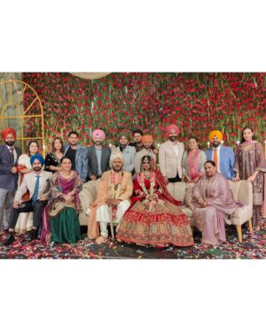 Nikeet Dhillon Instagram - Here’s to my best friend and first love—may your marriage be as epic as our friendship, and your love story even better than any rom-com we’ve ever laughed at. Wishing you endless happiness, inside jokes, and a lifetime of adventures together. You’ve found someone who can handle you, and that’s the real miracle! Know that I’m so proud of you, and I’m beyond happy to see you start this beautiful chapter. Congrats, you two! 🥹🥹♥️ @vjvabby @anjali_vaibhav_24 

Green lehnga @simran_dhillon.x 
Wedding suit @silqbyprincesandhu