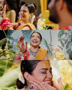 Nishtha Gandhi Instagram - When pictures speak louder than a thousand words 📸 - only in an Indian wedding! 

Couple wearing @rishiandvibhuti 
Design @nishchaygandhidesigns 
Photography @weddingrams 
Planning @riwaazerishte 
Makeup @makeupbyvidushi 
Floral jewellery @shinestonefloraljewellery 
Footwear @prankit_creations 
.
.
.
#haldiceremony #haldidecor #haldifunction #indianweddinginspiration #weddingideasbrides #haldiphotography #realweddingmoments #indiancouples #southindianfashion