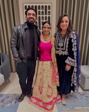 Nishtha Gandhi Instagram - The year of firsts encapsulated in a post 🫰🏾❤️✨.
First Lohri ✨.
Makeup @rarebeautybypriya .
.
.

.
#lohri #lohricelebration #indiancouple #newbride #yearoffirsts