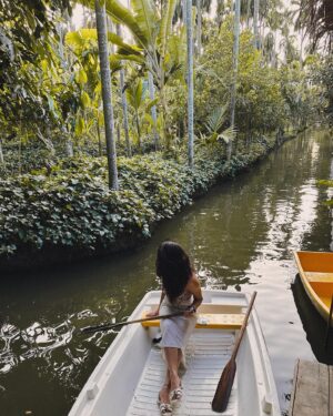 Nishvika Naidu Instagram - Rowing through still waters, lost in the rhythm of nature’s whispers. 🍃🌿✨