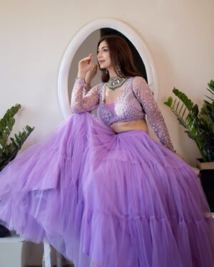 Priyanka Khera Instagram - Her aura is made of poetry💜 
Wearing @the_adhya_designer 
#Priyankakhera