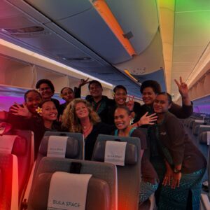 Rachel Hunter Instagram - NOT an Ad - An experience!! Happy New Years !! What a happy,beautiful flight. Thankyou for always bringing joy to the people of Fiji! 🇫🇯 
Big hug when I walked into the plane big Hugs off the plane ! Wonderful flight 🙌🏽 this pic was taken after everyone left fyi.