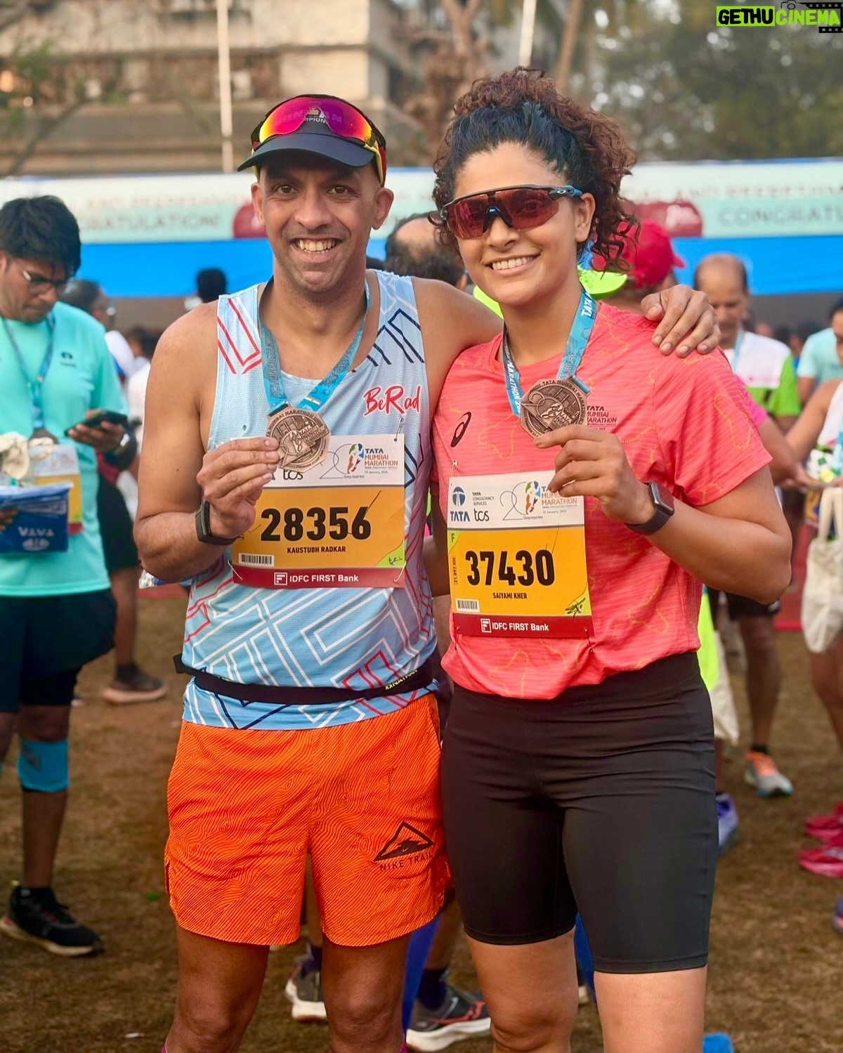 Saiyami Kher - 27.5K Likes - HM 21.0975 Done and dusted! The @tatamummarathon is always special. Started my running journey in 2016 with the full marathon and I haven’t stopped. Just so heartwarming to see the turn out getting bigger and better every year, and so wonderful to see so many women doing the half and full! It was an easy enjoyable run for me, without stressing about time :) So proud of my super fit friends @eugeniya.belousova @taras84 @sitaramenon 🙌🏽
Keep running and see you’ll at the start line next year!
#tatamumbaimarathon