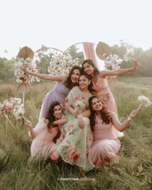 Saranya Nandakumar Instagram - Bridesmaids for a day, best friends for life .I’m so lucky to be surrounded by so much love.

Outfit : @_prettypink.in 
Photos: @honeycomb_weddings_ 

[ bridal shower, bride to be, saranya nandakumar]