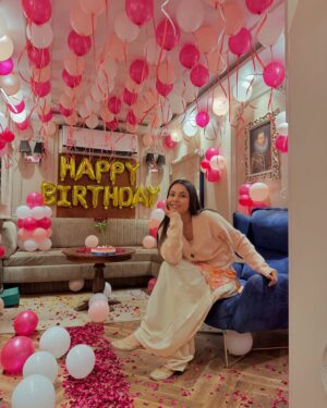 Shehnaaz Kaur Gill Instagram - “Welcome to my birthday vanity…🎈🧁❤️🤗