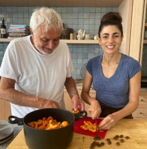 Silvia Colloca Instagram - It’s apricot season and it’s time to jam! I enlisted the help of my dad to create the most velvety jam, perfumed with vanilla and lemon. Note to self… we should have made more…

Also… don’t be fooled by my dad understated ease in the kitchen… the man cannot cook to save his life, but he surely can remove seeds from stone fruit like there’s no tomorrow! 

Makes 4x250 ml jars

1.4kg of apricots (weight is with stone removed)\500 gr of caster sugar
1 large or 2 small lemons (juice and zest)
1 vanilla bean split in half to add to the pot

Cut the apricots into small chunks, place into a large, non reactive bowl with sugar, vanilla bean, lemon juice and strips of lemon zest (no white part). Cover with a damp tea towel and allow to macerate in the fridge for 2 hours or overnight (to intensify the flavors).
Place the macerated fruit along with the liquid into a large pot and bring to a simmer. Cook over low heat for 45-60 minutes, or until the jam has thickened slightly. You can skim off the foam that appears on the surface with a slotted spoon as the jam cooks. To make sure the jam is cooked, place a small plate in the freezer for 10 minutes. Take it out and spoon a little jam onto it. If it thickens, the jam is ready. Pour the hot jam into the hot sterilized jars, close firmly and tip the jars upside down to create a vacuum. Allow to cool down, then refrigerate. 
Ps
always make sure to use sterilized hard and lids. If you are reusing old jars, make sure you get new lids to create the vacuum seal that will preserve your jam safely.