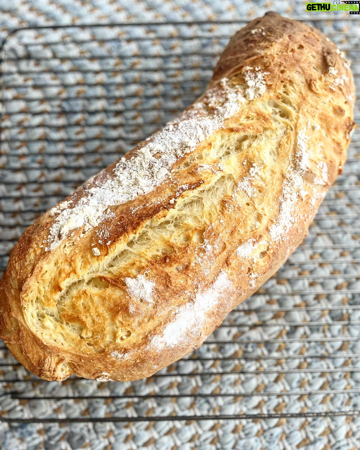Silvia Colloca - 0.9K Likes - Súper quick and incredibly delicious bread, if you feel like baking, but don’t have time to prove dough overnight. Xxx
Yogurt and olive oil filone (loaf)
500 gr all purpose or 00 flour
200 gr unsweetened Greek yogurt
200 ml water
7 gr of dry yeast
1-1/2 tablespoon sea salt
2 tablespoons olive oil
Place flour, water, dry yeast oil and yogurt in a large bowl. Mix until just combined then add salt and mix through. Cover with a damp tea towel and let it rise at room temperature for 1 hour. The dough will look puffier and more relaxed, stretch it a little with wet hands (still in the bowl, no mess) and fold it onto itself in a bowl. Cover and repeat the stretching and folding one more time after 30 minutes. Cover again and allow to prove completely until more than doubled in size (about 45 minutes). Flour your bench and hands and stretch the dough into a rectangle, it will feel a little soft, then roll it up like a big cigar. Place on a baking tray lined with baking paper, flour the top and prove for 30 minutes. In that time bring your oven to 220 C and place an empty metal bowl or empty oven tray on the lower rack.
The dough will now look puffy. Dust more flour on top, score and place in the oven, on the middle rack. Pour in some water on the lower oven tray or metal bowl you’ve been preheating to create steam. Close door and bake for 35-40 minutes or until golden and cooked through. Cool on a rack for at least 30 minutes before serving as the crumb keeps baking and settling in the cooling time.
🥖❤️
Enjoy!