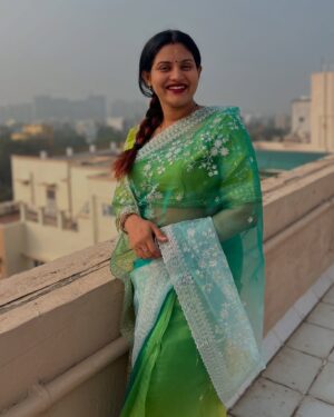 Sradha Panigrahi Instagram - Wearing this beautiful saree from @kikili____collection 💚 . DM to Order Yours 🫶