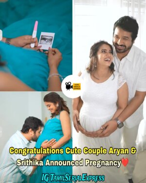 Srithika Instagram - Congratulations Cute Couple Aryan & Srithika Announced Pregnancy❤
Congrats @ssr_aaryann @srithika_saneesh 

#AryanSrithika #PregnancyAnnouncement