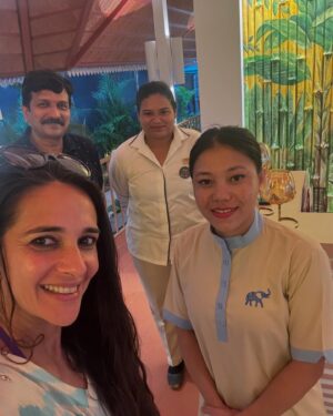Tara Sharma Instagram - Yum! Loved @bonitagoa and Chef Gaston and all the friendly helpful staff went out of their way to ensure our #family ate very well indeed!! We pretty much ate everything suggested and it was all superb as was the fabulous atmosphere. Thank you @velhoguitry @heritagevillageresortgoa and for the super stay 

A few captions for the pix and vids in the carousel:

1 to 5 at Bonita - yep again my choice of track #labonita is literal and will probably be called cringe by our kids haaha!

6 Amazing #starfish on the beach. We have been amazed by how many there are here. And hence not surprisingly the beach shack is called Starfish!

8 Thank you @_shrutisancheti love my sun dress! 

7 Dipping in our lovely cool pool in my @house_of_nm #bikini 

10 Beach fashion with reluctant photographer @roopaksaluja haaha, who is sweetly indulging all my requests! Our kids too though they are more prone to refuse and I am trying to take and ask for minimal! Kaftan @bhumikagrover sun hat @_myaara 

9. Beach Scenes - Kai playing football with locals on the beach, love how sport is such a unifier and a language of its own. Zen and Daddy tucking into the yum prawns and K and me joining in.

11. Fab art installation at Bonita that warranted exploring! Found a friendly frog in there too haaha!

12 Breakfast at #chutney , yummy and super staff as always.

13. Lovely lanterns 

14 pool at night 

15 Thanks for the lovely #massage #ArunaSpaGoa and the fab staff. 

Rushing now as the fam is calling but wanted to post this before there’s more to share haaha! Happy pre Diwali from all of us to all of you!

PS Sorry the numbering isn’t in order. Posted, wrote, rushed and realised haaha.

#travelwithtara #travelwithkids #travelwithteens 
#HeritageGoa #GoanCuisine #BeachVibes 
#taraandteens #thetarasharmashow #teens #YogaRetreat #WellnessJourney #TravelDiaries #HeitageVillageResorts #HeritageGoa #Goa #ResortLife #GoaGetaway #HeritageExperience

#staysafe