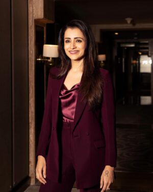 Trisha Instagram - Working on myself,for myself,by myself✌🏻

Wearing @soul__spectrum top @blackshades_bespoke suit 
Jewelry @mykreshya 
Styled by @ekalakhani 
Style Team @malinikarthikeyan @harshene.ravichandar 
Make Up @uspawar3 
Hair by @rohini_hairstylist 
Photographed by @lakshmiijagan 
Talent Management @southbay.talent