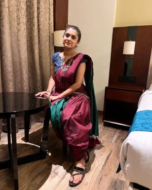 Vaishnavi Kalyankar Instagram - Saree may be a rainbow draped in cloud ✨️

Saree by @sadikaari.india 
Styling by @_____sneh_2802 

#saree #styling #design