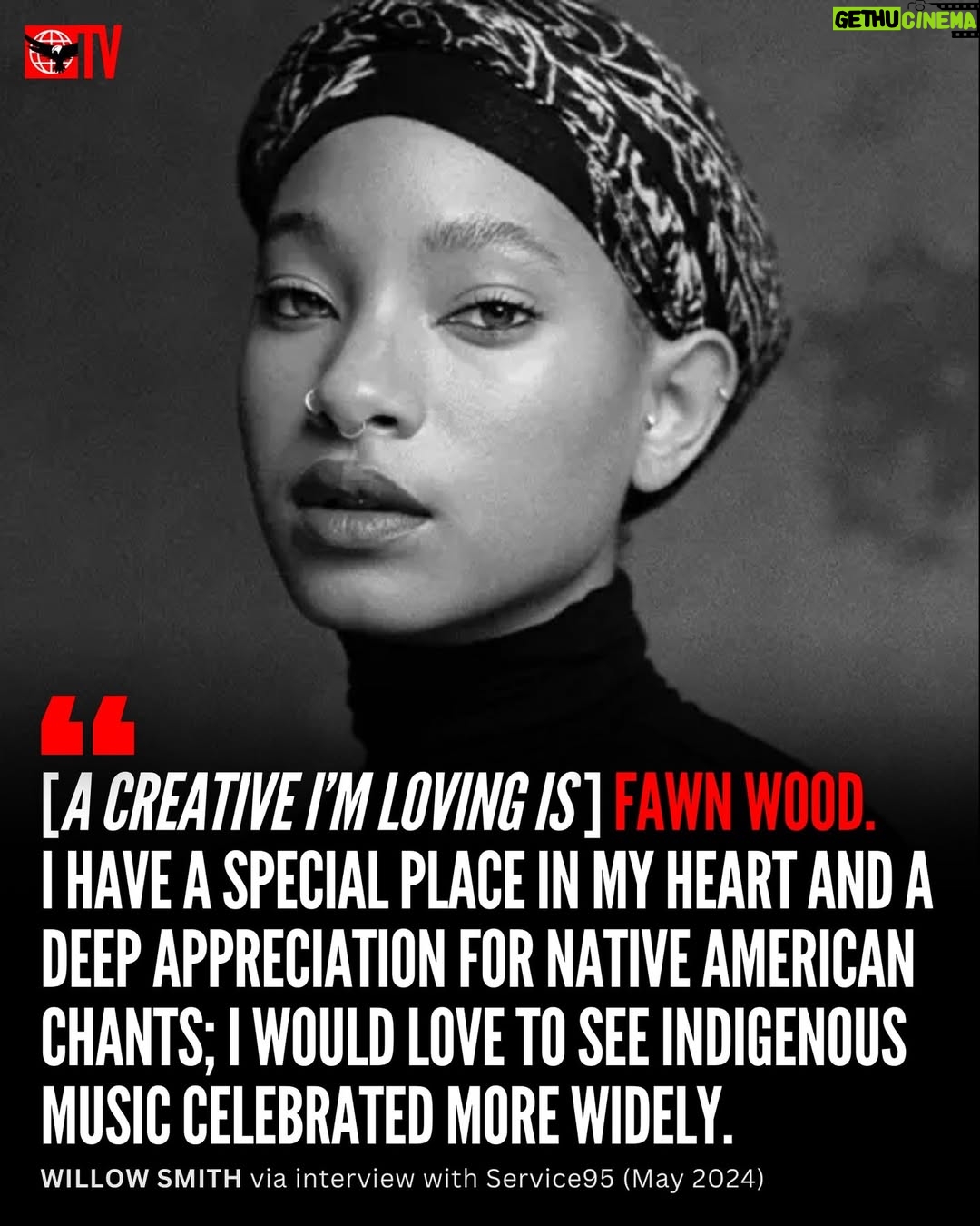 Willow Smith - 51.1K Likes - Aww, she sounds amazing! 🎵
Yesterday, artist and actress Willow Smith (@willowsmith), arguably best known as the daughter of Will Smith and Jada Pinkett-Smith, shared a one-minute cover of @fawnwood's Singing and Praying to her Instagram story.
Fawn reshared Willow's cover, captioning it: "The beautiful and talented @willowsmith 🥹❤️🙌🏽🙏🏽," followed by another story expressing her admiration for the record, which she recorded with her cousin, Charles Wood III.
This isn’t the first time Willow has paid homage to the Cree and Salish artist. She recently shared kind words about Fawn and Indigenous culture in an interview with @service95 back in May of last year.
What do you think—Are you a fan of Willow Smith and her music?! Should more artists celebrate and cover traditional Indigenous music, like Powwow and Round Dance songs?! 💭⤵️
(via @fawnwood, @willowsmith)
#FawnWood
#WillowSmith