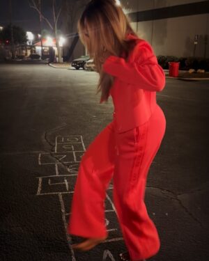 Yvonne Orji Instagram - A Moment in Black History:
I was working an event during the Super Bowl, and we just so happened to shoot at the same studio where they shot the “not like us” video and they saved the hopscotch squares! 
Kendrick said it best: “The city is back up, WE OUTSIDE!”