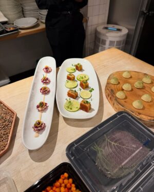 Adrienne Cheatham Instagram - Tuesday night was magical! (And made me miss being in restaurants 🥲) I’m so honored to have been a part of this event for the @jacquespepinfoundation and @beardfoundation sharing a kitchen with @lerouxeddy @danielboulud @chefgabrielkreuther @jacquestorres 

Our host @marvasmalls brought together an incredible group of people around the table that are all excellence personified and it was an honor to cook for them (during Black History Month no less). 
Sharing space with the chefs from all the teams, working collaboratively and seeing how much we all have in common was a joy. A special THANK YOU to @lana_cooks for coming straight from the airport to be there with me making sure things went smoothly, @jbfizabela for running the evening so well, and the great students from @iceculinary Abe, Nyaira, and Marven who came with open minds and good vibes to assist and soak up the experience. 

***For those of you who voted in the outfit poll, I went with Option 3 - the blue work jacket look for prep and set up, then did a costume change for service into Option 1 - the classic, crisp white jacket and apron! It felt right and was perfect for the situation. 

#chef #cheflife #jamesbeardhouse #blackhistorymonth