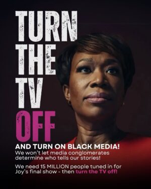 Alicia Garza Instagram - Watch @joyannreid one last time with me tonight — and after that, we gon #TurnTheTVOff. Let’s show our love for our sis — and then we finna leave @msnbc alone. For good. ✌🏾see you tonight 7pm EST/4pm PST