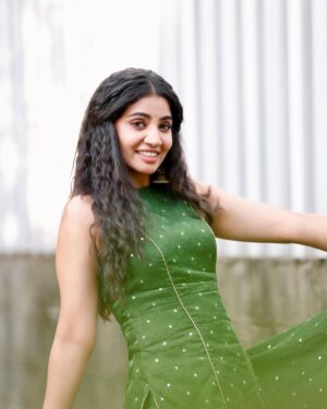 Anshita Akbarsha Instagram - “We could never learn to be brave and patient, if there were only joy in the world.”🧿✨
.
.
Costume  @sindira_by_swethaindiran 
Makeup  @glownshine_bridalmakeover 
#bepositive #behappy #beloved #smilemore #anshitha