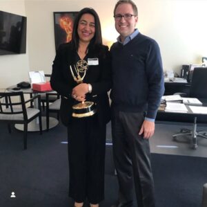 Anu Ranjan Instagram - A memory I’ll cherish forever—there’s nothing like the feeling of holding an Emmy Award! 
Meeting Maury McIntyre, President & CEO of The Television Academy, was an absolute privilege. 
It’s a moment I’ll never forget!