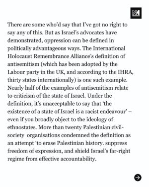 Ash Sarkar Instagram - In an exclusive extract from her new book, Minority Rule, Ash Sarkar explains how Israel’s advocates weaponised the lived experience of Jewish people to obscure a genocidal war in Gaza.