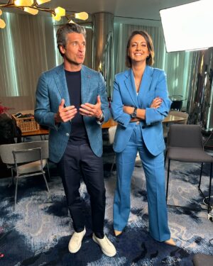 Brooke Boney Instagram - Today I wrote an analysis piece and policy memo from my dorm room about democratic backsliding in Nigeria and then I had this memory pop up from exactly a year ago with McDreamy and this excellent Victoria Beckham suit. Life is truly weird and I’m so grateful for it 💙