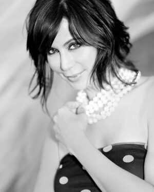 Catherine Bell Instagram - Such a fun shoot with @michaeldoven way back when!! The suit/slick hair/mustache was an home to a Herb Ritts/Michelle Pfeiffer shoot 🖤🤍