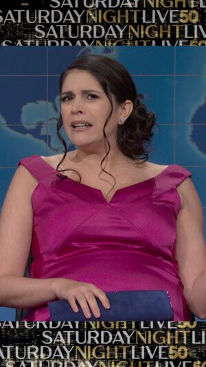 Cecily Strong Instagram - The Girl You Wish You Hadn't Started a Conversation with at a Party stops by the Update desk
#SNL50
