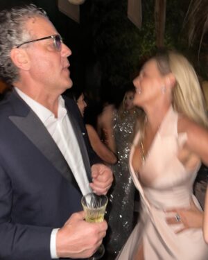 Connie Nielsen Instagram - @vanityfair Oscar’s party in custom-made @brioni_official Tuxedo dress - this beautiful one-of-a-kind dress was specially designed for this event. 🫶🏻🫶🏻🫶🏻🫶🏻 @praymoses.studio unbelievable jewelry by @pomellato … and then we danced all night (or at least until my brother told me it was time to go home😎😎😎)