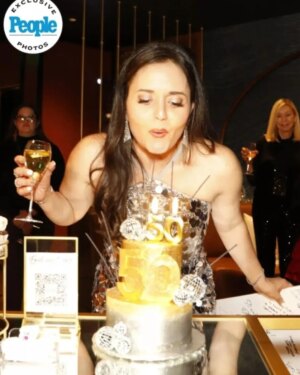 Danica McKellar Instagram - My 50th birthday party!! I am still just pinching myself from this weekend- what a sparkly, fun, love-filled night!! ✨️💕 Friends and family wore sequins (they understood the assignment- swipe to see what I mean!) and had a blast on the dance floor - I'll post some instastories of that! Some even flew on an airplane (!) to be there, like my dear friends @candacecbure, @jasonhervey, and my sister Crystal & her family! 💕💕
.
.
Swipe to the end to see a sneak peek shot of the choreographed ballroom dance performance I surprised my guests with - how could I resist? 😁 I'll post more that soon! And swipe to the very end to see me blowing out the candles on my cake... with a big "50" on it. How'd that get there?? 😉
.
.
.
Thank you @people & @breannenyc for the exclusive coverage, thank you @conradnashville for the gorgeous venue (I'll post more on that soon!), to all the amazing vendors, and to the incredible, unstoppable @cathycardenaspr for organizing the whole thing!! My heart overflows!! 🥲❤️
.
.
P.S. My husband let me dress him. 😁✨️
.
.
P.P.S. Pics by @josephllanes & @amyschromm !
