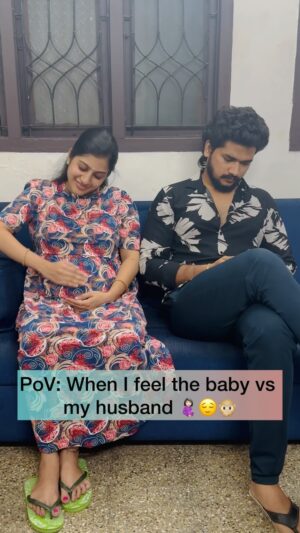 Dhanalakshmi Saminathan Instagram - Wait for the end😌🙊😂 relatable 🤣 Tag your paavapatta husband 😌😌😌

Unga veetlayum ithethana 🤪

Maternity lounge wear from: @thaaimai_maternity_wear 

#3rdtrimester #pregnancy #pregnancymoments #tamil #comedy #vadivelu #vadivelumemes #baby #babyatrocities #babybump #momdad #momtobe #trending #trendingreels #couple #couplecomedy #funnyvideos #pregnancylife #pregnancycravings #dhanamurasu
