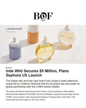 Diipa Khosla Instagram - I can’t believe I can finally, officially, say this...indē wild just secured $5M in funding. Someone. Pinch. Me. 🤯

Three years ago, we started with one vision: to build a global Indian brand that felt just as at home in Mumbai as in New York or London. Today, with a $5M seed extension led by Unilever Ventures, we’re gearing up for our biggest milestone yet - expanding our @sephora partnership and launching in the US next year! 🇺🇸

In early conversations with investors, we were told we were “too niche” or “too small.” But thanks to you, we proved them wrong 💪🏼

In just 3 years since launch, our key wins include :
📈400% YOY growth in India, 500% global retail growth YOY
📈1 unit sold every minute in 2024 
📈Fastest-growing premium hair & skin brand on Nykaa & Tira
📈 #1 selling new brand at launch in Sephora UK Manchester 
📈 #1 Hair oil on Nykaa & Tira
📈 Top 5 in Lip category on Nykaa & Tira

This funding is more than financial backing - it’s a vote of confidence in what we’re building and who we’re building it for 🚀

To our investors, our community, and our team - THANK YOU. This is just the beginning for us creating a category defining brand. The world is ready for India.