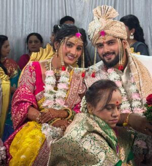 Divya Pugaonkar Instagram - To the most fantastic person I have ever known and my dearest friend Divya❤️ Congratulations on your wedding and thanks a lot for choosing me to design, style and create your wedding day and reception outfits. Lots of love to you and Akshay…#divyakshay