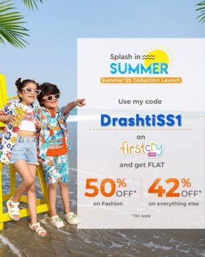 Drashti Dhami Instagram - Summer’s almost here! Time for soft cottons, breezy outfits & playful patterns to keep Leela comfy and stylish all season long ☀️ And no summer look is complete without cute, colorful head bands!

Shop now on Firstcry.com and use my code : DrashtiSS1 for 50% off on fashion and 42% off everything else! 🛍️

Swipe to slide 11 to check out Leela’s summer wardrobe by @firstcryindia 🌈

#FirstcrySpringSummer25 #splashinsummer2025 #firstcryfashion #FussNowAtFirstcry #firstcryIndia #firstcry #shopatFirstcry