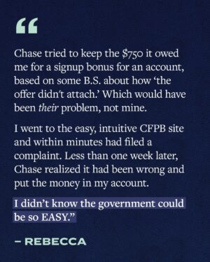 Elizabeth Warren Instagram - When Donald Trump, Elon Musk, and the GOP attack the Consumer Financial Protection Bureau, they’re attacking Americans like Angela, Patricia, and Rebecca.

I’m in this fight all the way to defend the Consumer Financial Protection Bureau—because this little agency makes a real difference in people’s lives.