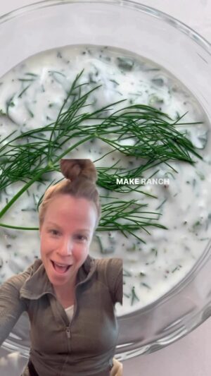 Emma Myles Instagram - I know I know it’s been a while. I don’t know what to say except I was busy writing and I didn’t have 10 extra hours in the day. This recipe is in the book along with a super fun story about learning how to diet as A CHILD. I’ll give you a hint it has to do with the Denny’s side salad and me thinking as a 13 year old that it was the key to fixing the stretch marks on my thighs that appeared overnight. Ah the delusions of youth. Anyway ENJOY. PS for some reason this version has basil and I’m not mad at it. Okay byye. 

3/4 cup buttermilk
1 cup plain Greek yogurt
1 cup Mexican Crema
1/4 cup chopped chives
1/4 cup chopped dill
1/4 cup chopped parsley 
1/4 cup chopped basil
5 cloves garlic grated
1/2 tsp pepper
1 1/2 tsp fine salt
1 tsp ranch seasoning 

Throw everything but the herbs and garlic in a mixing bowl and whisk to combine. When fully incorporated fold in the dill, chives, parsley, basil, and garlic. Try not to drink it. Or drink it. Do what you want. YOLO. Happy sportsball or whatever.