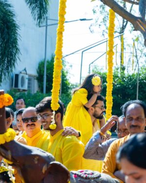 Hari Teja Instagram - Haldi 🌻💛🌼 

Memories for life… family is everything 🥰🥰 

Chelli Pelli ❤️ 

Thanks a lot @laxmi_design_studio_usa for creating a beautiful combination outfits for me Deepu n papa 💛 we absolutely loved ur work …. 

#haldiceremony #family #happiness #celebration #photographylovers ❤️❤️ 

PC: @krishnatejah 🌼🌼