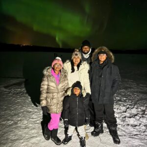 Jenna Pollard Instagram - Memories made ❤️ such a magical time on this trip 🇫🇮✨🙌🏼 @kieron.pollard55 @kaiden.pollard__ #lapland #santavillage #snowmanworld #icerestaurant #huskyride #reindeersleighride #meetingwithsanta #articcircle #northernlights #family #fun #love #thankful