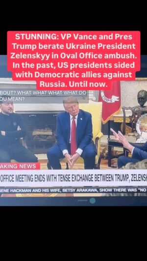 Jessica Yellin Instagram - Zelenskyy is in the US to advance a peace deal. Trump is demanding he hand over some of his country’s natural resources - in rare earth minerals. (I explain why in today’s Substack).

But this meeting took bullying to a whole new place. Recall in the past JD Vance maintained that the US shouldn’t care about Ukraines fate. And both he and Trump often repeat Kremlin false talking points about Ukraine.