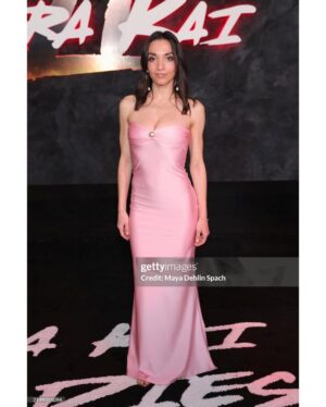Julia Macchio Instagram - Cobra Kai Finale Premiere! 🩷✨
What a blessing and a joy this entire ride has been. 
I am so inspired by everyone involved in this big, beautiful karate family. 
The last 5 episodes are out on Netflix now. 
I hope you enjoy and feel all of the love that went into making them! 🫶🥹

Dress: @shanishemerswimwear 
Hair: @neilweisberg @mechesalonla 
Makeup: me
