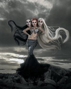 Kerri Colby Instagram - Feel the beat under your feet the floor’s on ❤️‍🔥🔥❤️‍🔥

@vampirechinese @kerricolby & @m1ssjadeso wearing stunning pieces by @hausofpuglielli in honor of the Anti-Valentine’s Day 🖤🩸🌟 Seven days of Anti-Valentines Day starts now; Slap Day, Kick Day, Perfume Day, Flirt Day, Confession Day, Missing Day, and Breakup Day 😈

#Horrorification:
Creative Direction: @vampirechinese 
Makeup for the three of us: @vampirechinese
Photography: @dmvrtinez.jpg
Photo Manipulation: @ricardow.cn
Looks: @hausofpuglielli
Accessories: @alexislerma7 @thearchshow

#TranssexualDomination