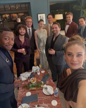 Kim Matula Instagram - @criticschoice was a beautiful affair!  
I celebrated with our reunited @satnightmovie cast and crew and gasped when I realized my close proximity to Nicole Kidman.  
 
Thank you to everyone who helped make me look and feel so lovely 🤎 
Look: Christian Siriano  @csiriano 
Shoes: Christian Louboutin  
Jewels: Le Vian  
Clutch: Kurt Geiger 
@haileyadickeshair @ashleydonovan @daniela_viviana