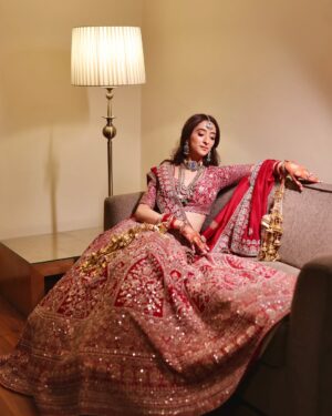 Kritika Avasthi Instagram - From the first trial to the final walk down the aisle ✨.
Every stitch, every jewel, every moment led to transforming me into the bride of my dreams 🥰. 
Happy 3 months to us @piyushk003 ♥️
Bridal lehenga @studybyjanak 
Bridal Jewellery @multanijewellersofficial 
MUA @arshhia_19 
PC @theweddingmantraproductions 
.
.
.

#pikaboo #2024 #bride #groom #newlyweds #3months #happy #love #red #wedding #wedmegood #piyushkhatter #kritikkaavasthi #bridal #bridalmakeup #bridaljewellery