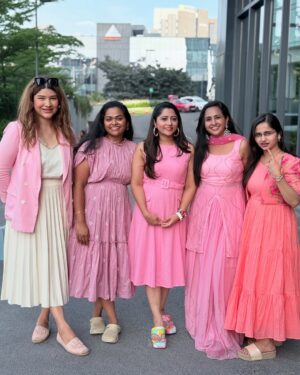 Lahari Arundhati Vishnuvazhala Instagram - All about today 😍🥰
“Pink perfection! 💕✨ 
Girls slaying in matching pink outfits ,
radiating confidence and style
#SquadGoals #PinkPower”

.
.
.

@lahari_actress @madhurikrishnaoffl @theshimmergirl @kalyani_boppa 

#lasyamanjunath #shootdiaries #shootday #wellspentday