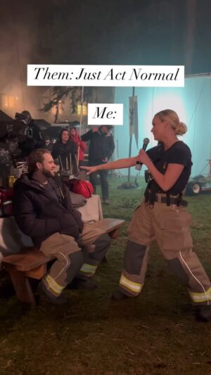 Leven Rambin Instagram - #Bts of a certain scene in episode 11 “Fare Thee Well”@firecountrycbs 🐉 🐉 ⚔️ ⚔️ 
I was nervous as h*ll and this is how I chose to cope @cher 

#lol #bts #firecountry #nerves #fyp #explore