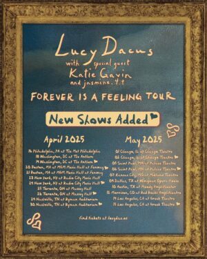 Lucy Dacus Instagram - we added 2nd shows wherever we could, thank you already, all remaining tickets will be on sale at lucydac.us at 12pm local time today, I am really looking forward to it ☁️